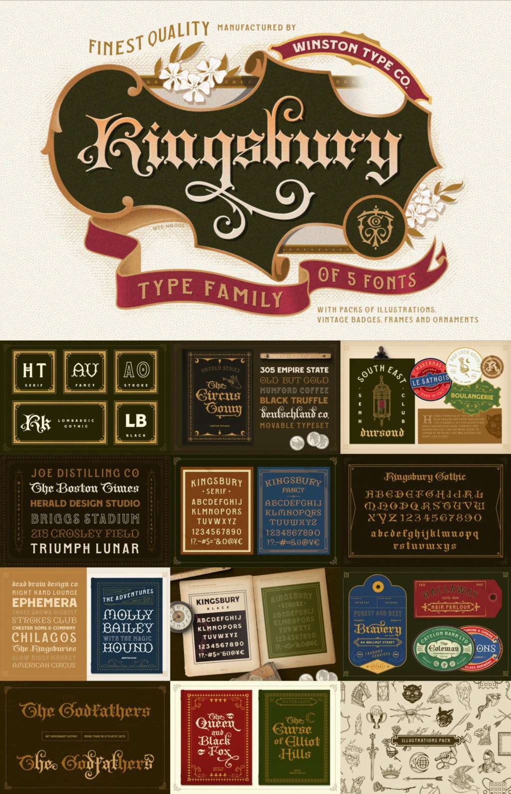 WT KINGSBURY FONT FAMILY & DESIGN BUNDLE