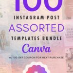 $1 DEAL 100 Instagram Templates Canva Post Assorted Bundle