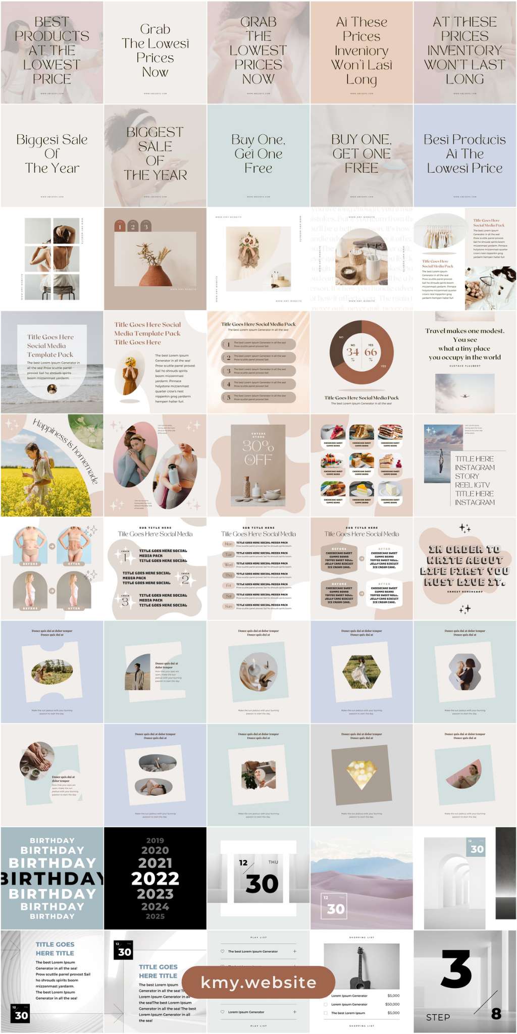 $1 DEAL 100 Instagram Templates Canva Post Assorted Bundle | つくるデポ