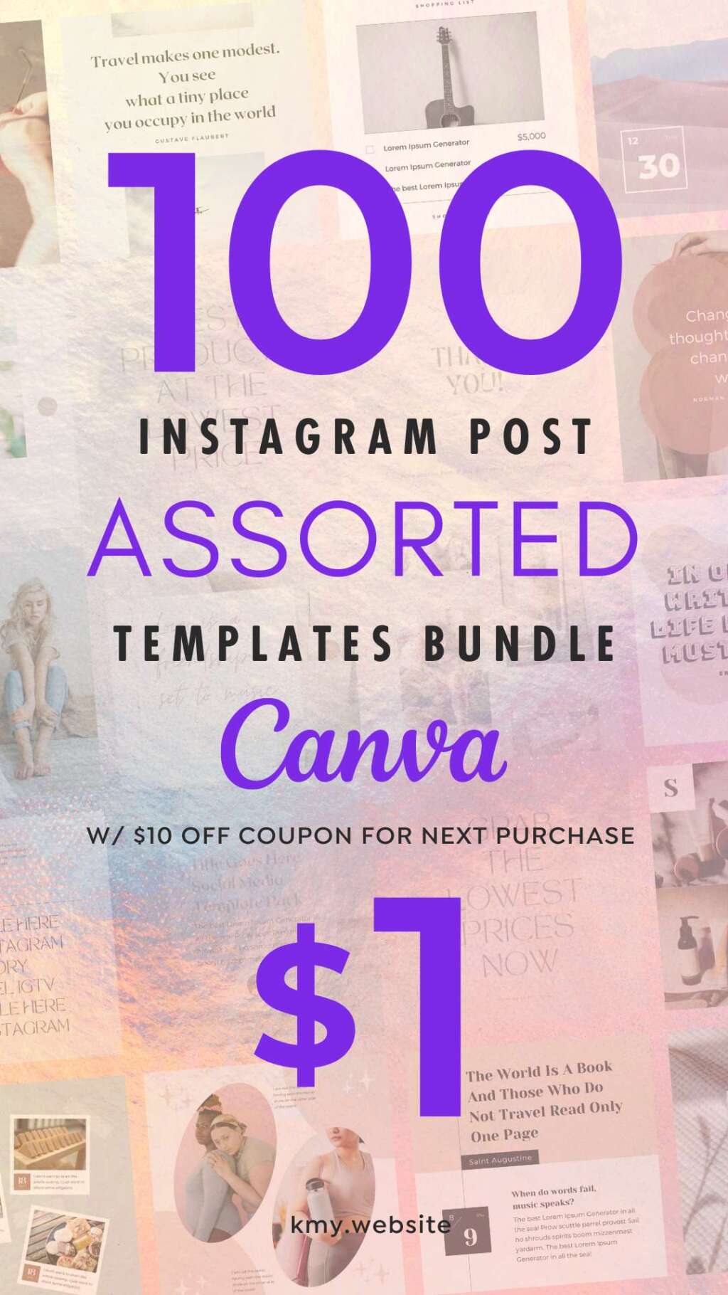 100 Instagram Templates Canva Post Assorted Bundle | つくるデポ