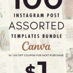$1 Deal 100 Instagram Templates Canva Assorted