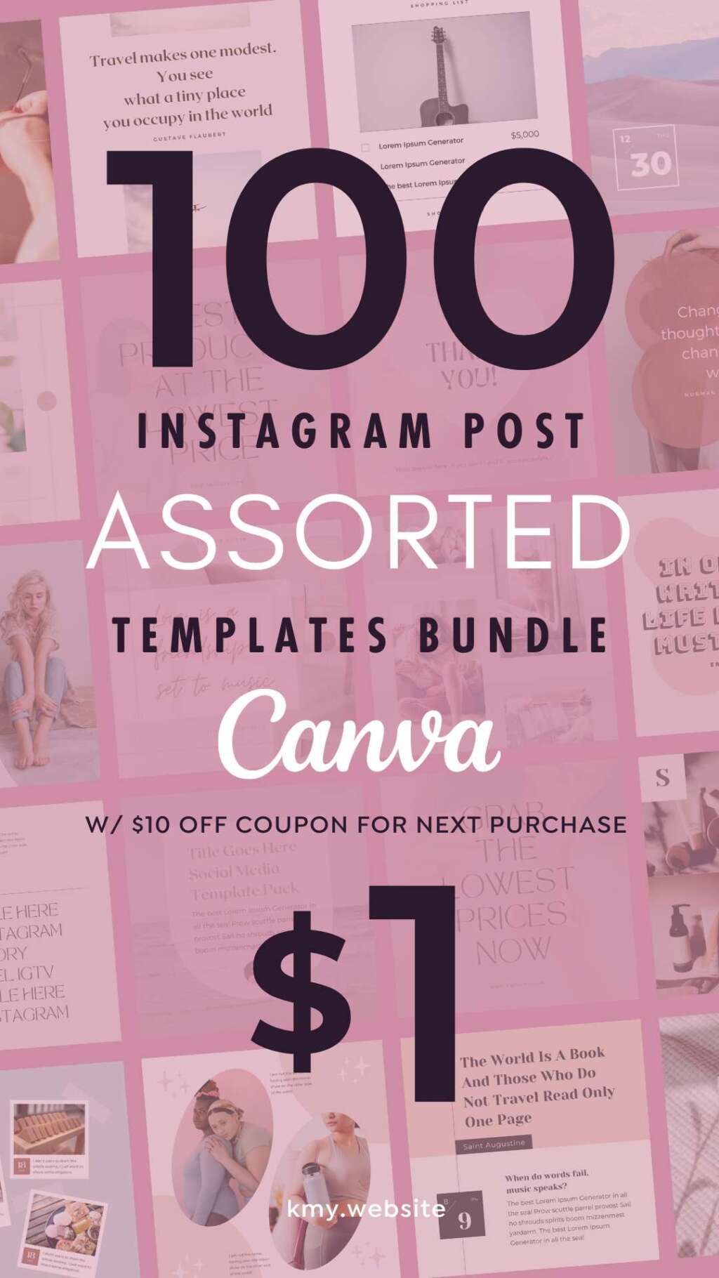 100 Instagram Templates Canva Post Assorted Bundle | つくるデポ