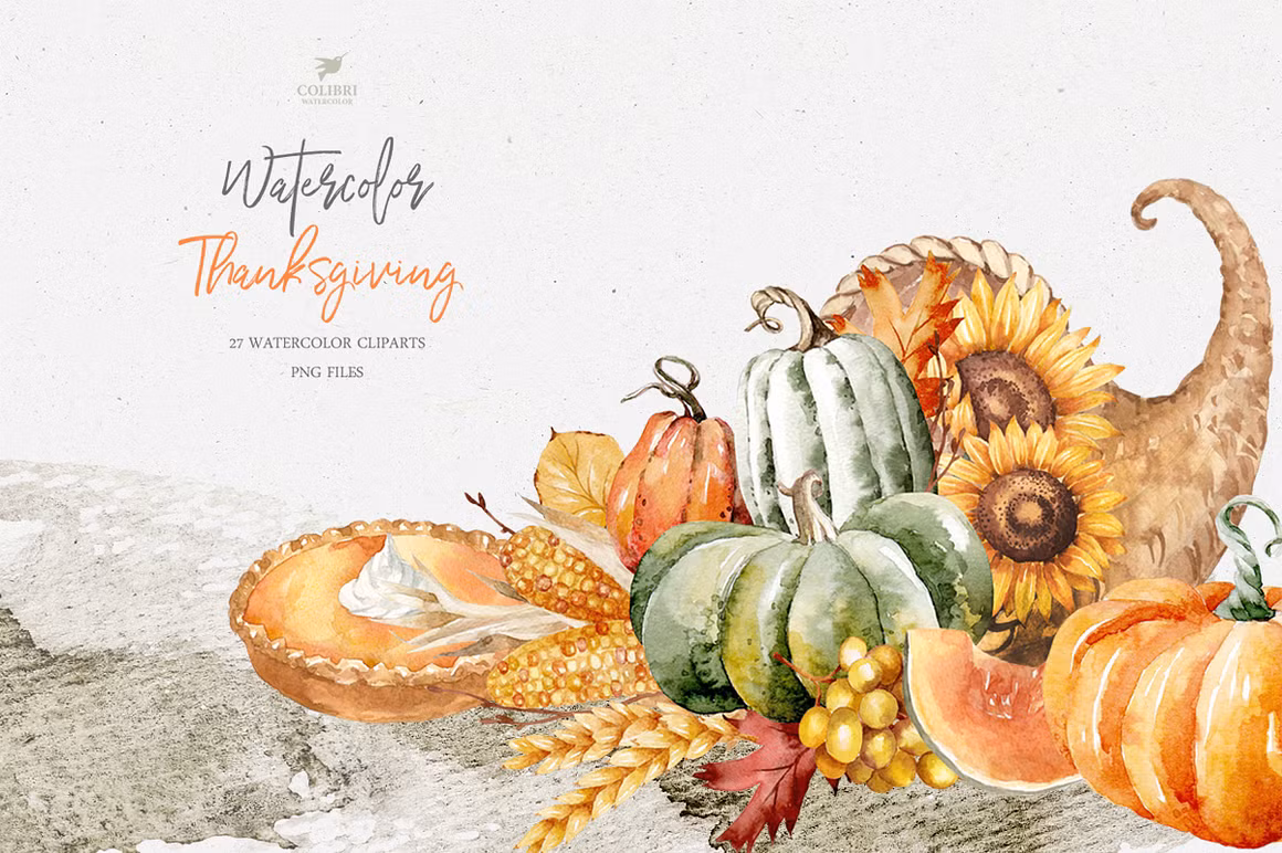 Watercolor Thanksgiving Clip art
