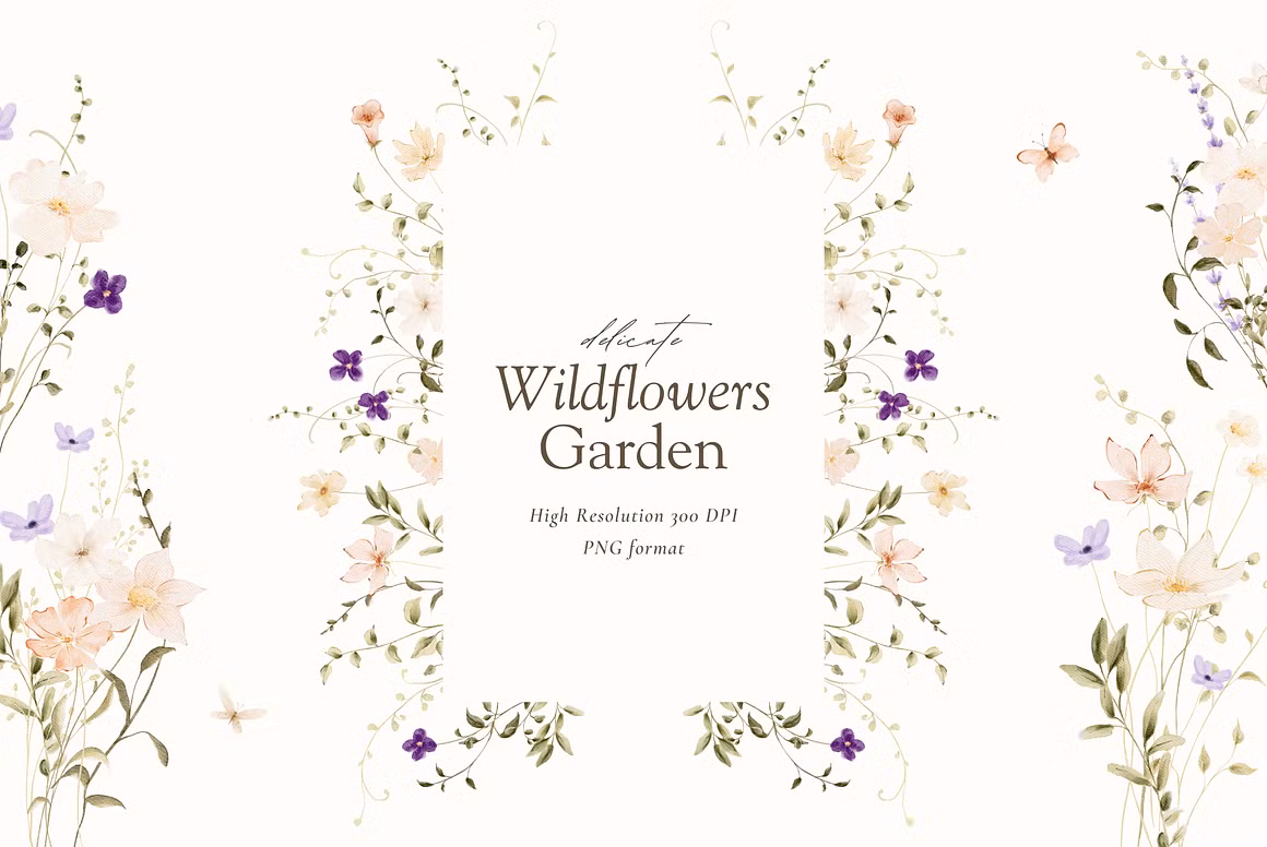 Delicate Watercolor Wildflowers