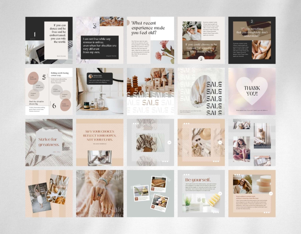 100 Instagram Template Canva Post Assorted - Engagement Animated Social Media Bundle - Quotes, Notification, CTA