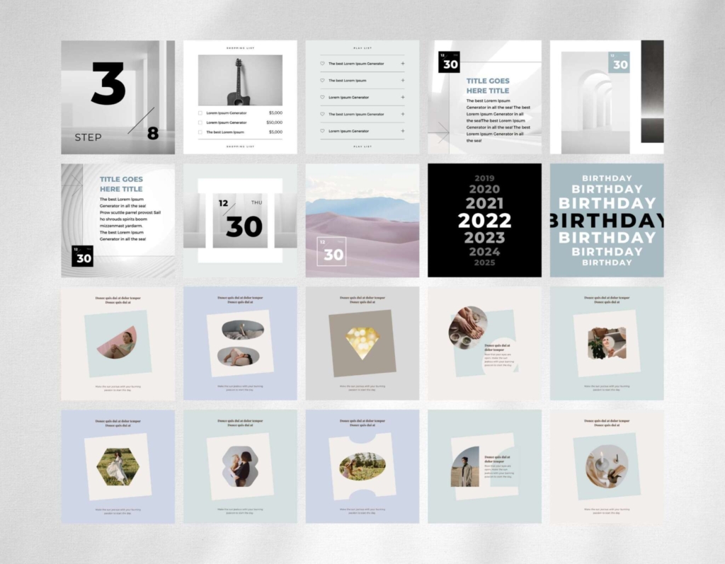 100 Instagram Template Canva Post Assorted - Engagement Animated Social Media Bundle - Quotes, Notification, CTA