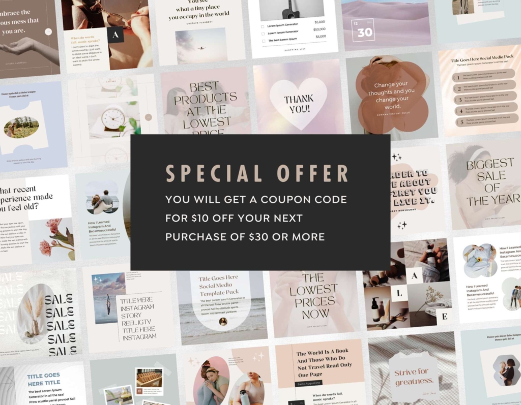 Instagram Template Canva Post Story Mint – Reel Cover Carousel