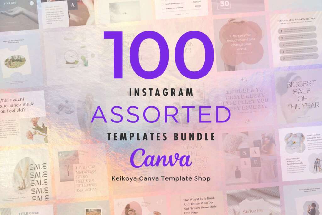 100 Instagram Templates Canva - Engagement Social Media Design Bundle - Quotes, Notification, CTA