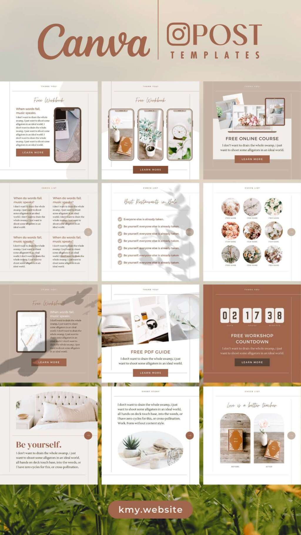 Instagram Template Canva Post Story – Minimum Carousel Social Media ...