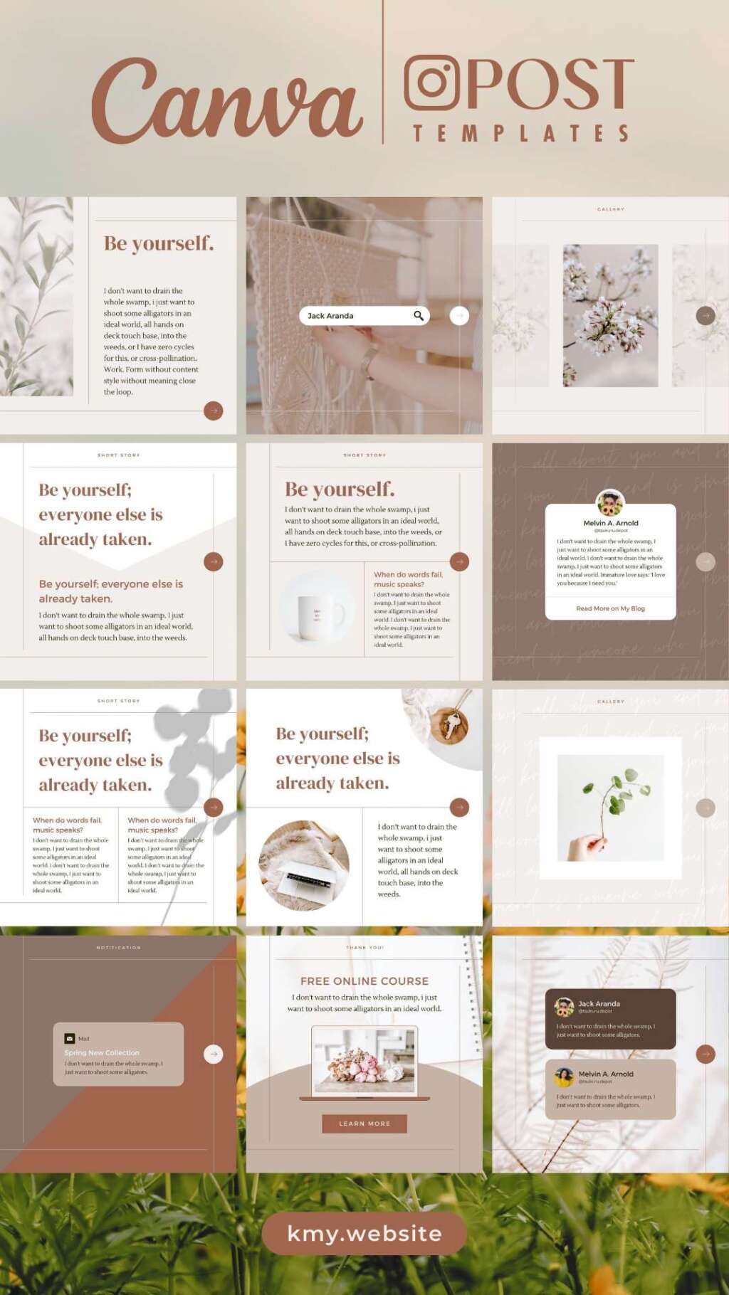 Instagram Template Canva Post Story – Minimum Carousel Social Media ...