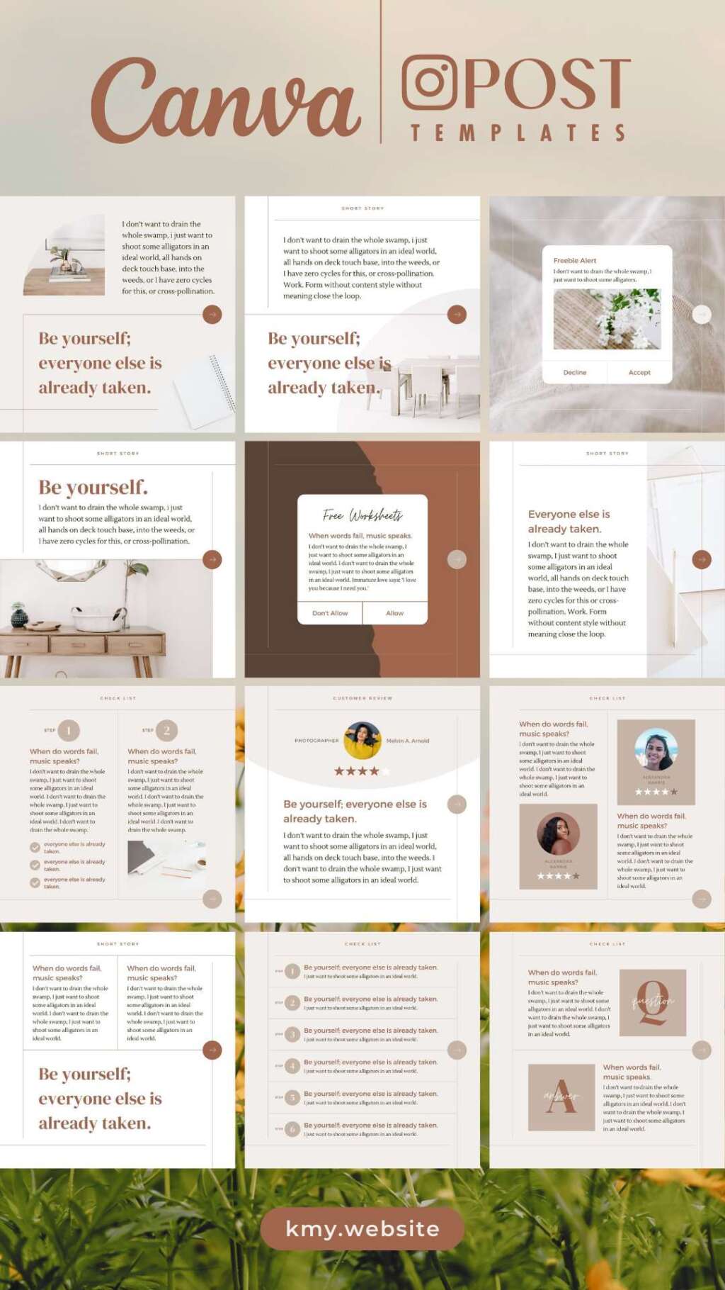 Instagram Template Canva Post Story – Minimum Carousel Social Media ...