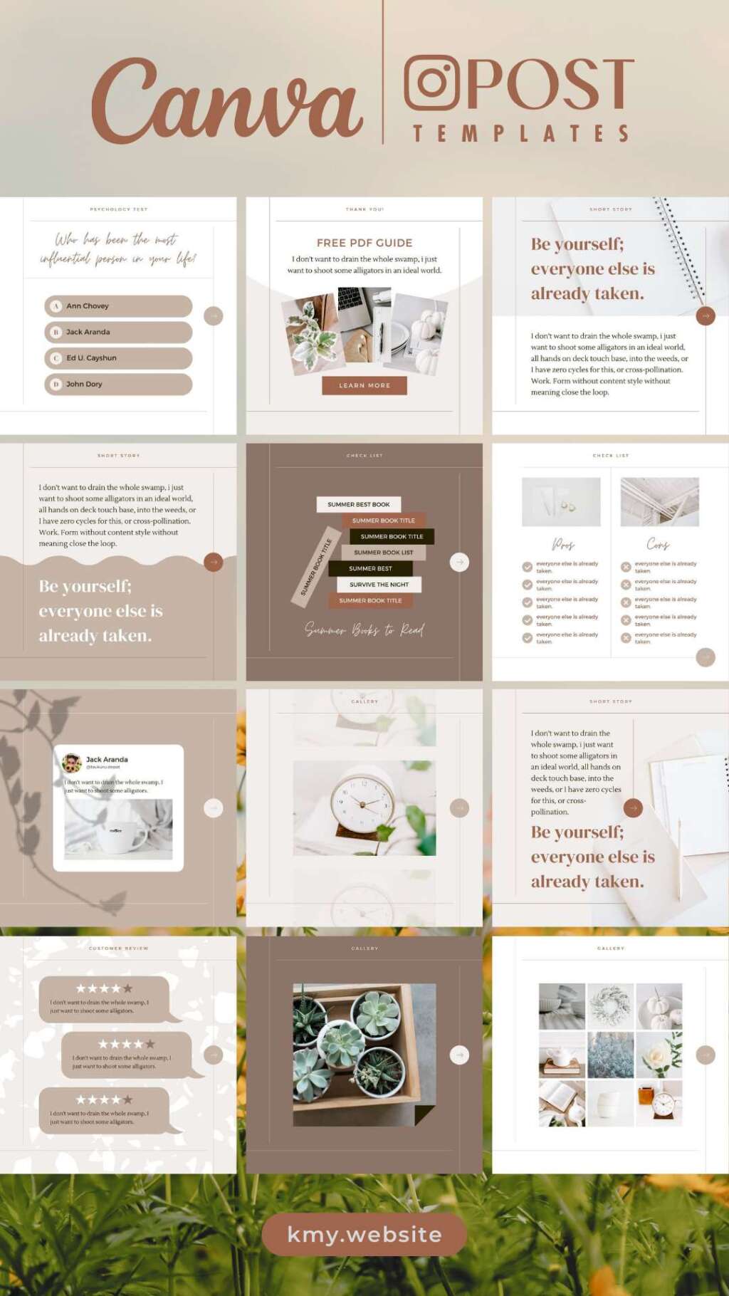 Instagram Template Canva Post Story – Minimum Carousel Social Media ...