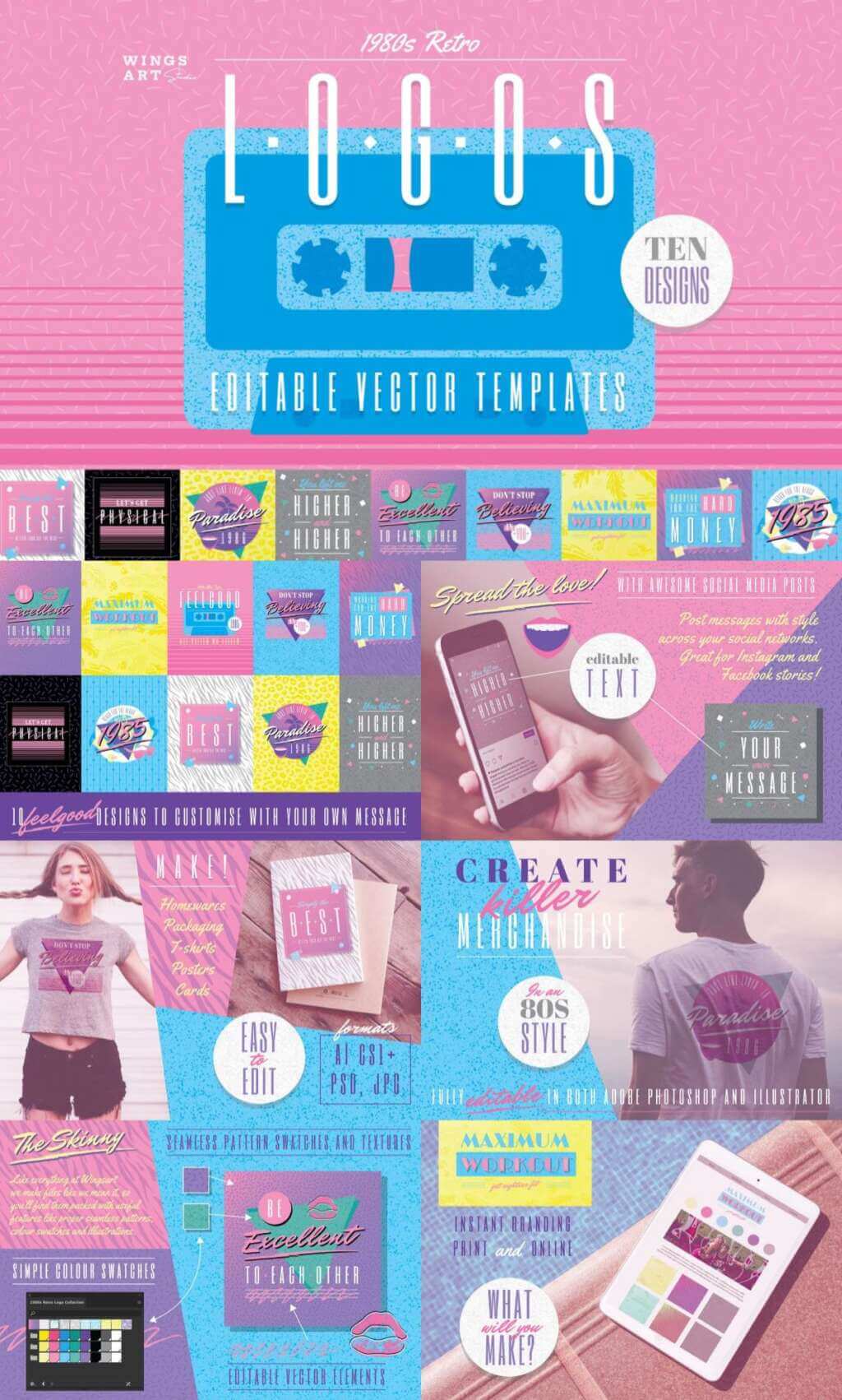 1980s Retro Logos Design Kit