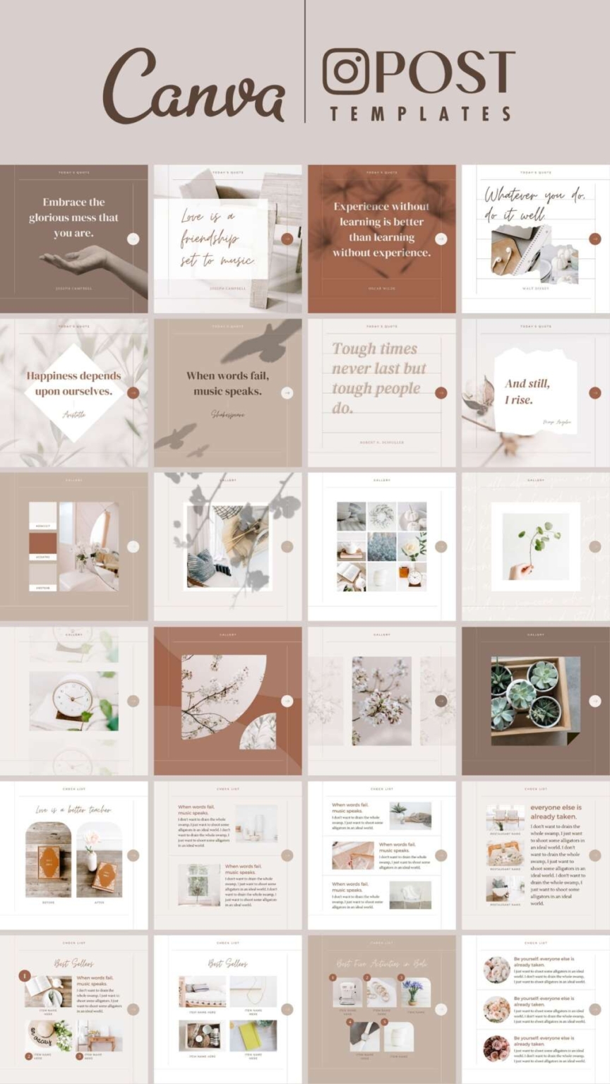 Instagram template Canva – Customizable Editable Clean Minimum Beige ...
