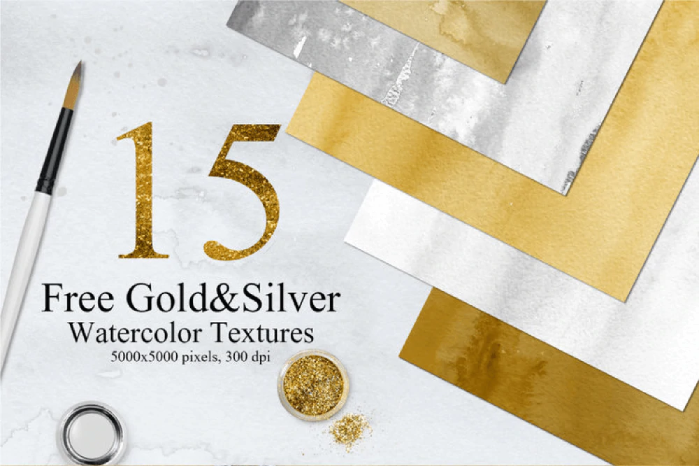15 Free Gold & Silver Watercolor Textures
