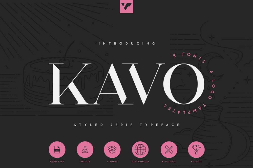 Kavo Styled Serif Typeface | 5 fonts