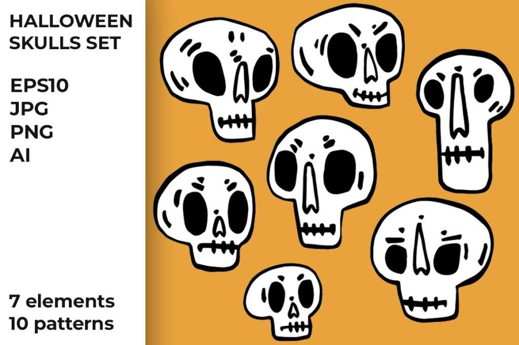 HALLOWEEN SKULLS 10 patterns