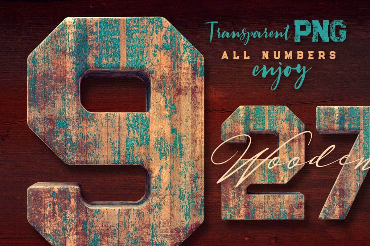 Grunge Painted Wood 3D Numbers