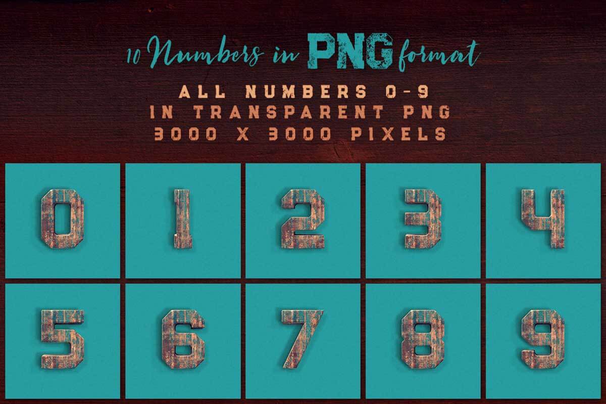 Grunge Painted Wood 3D Numbers