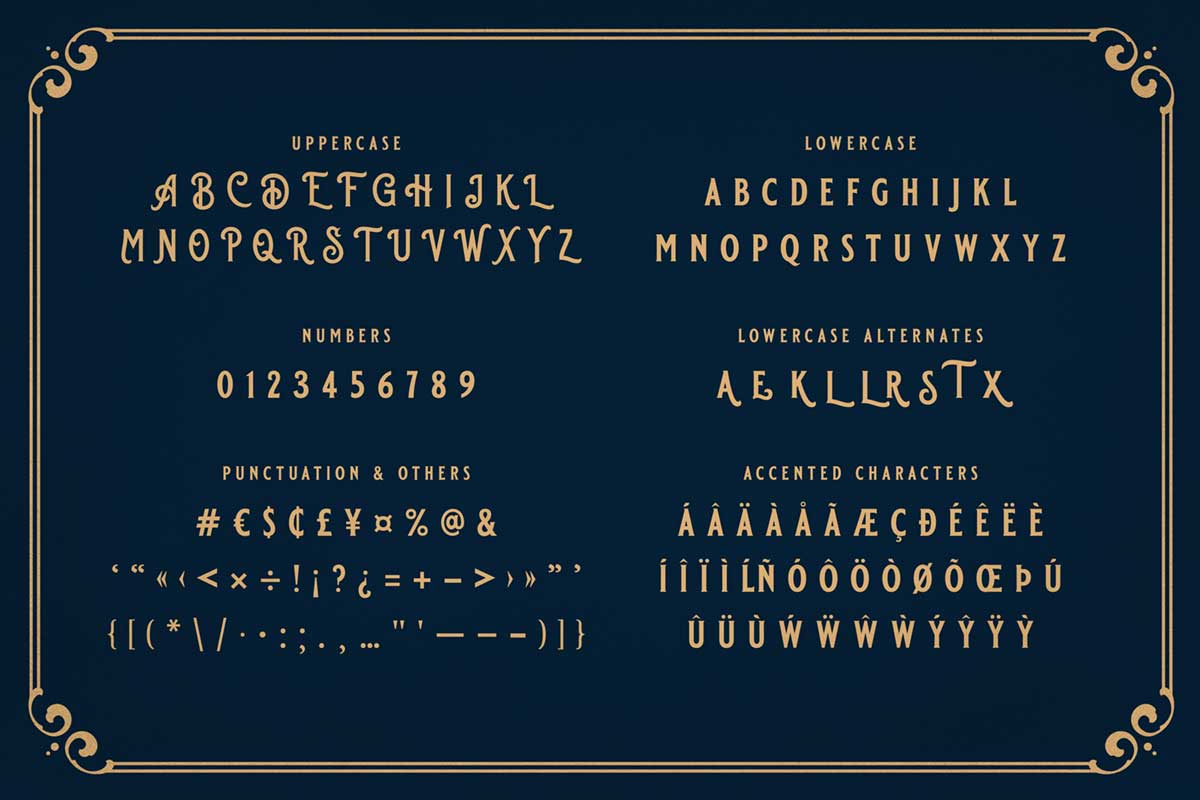 BLACKRIVER FONT + ORNAMENTS