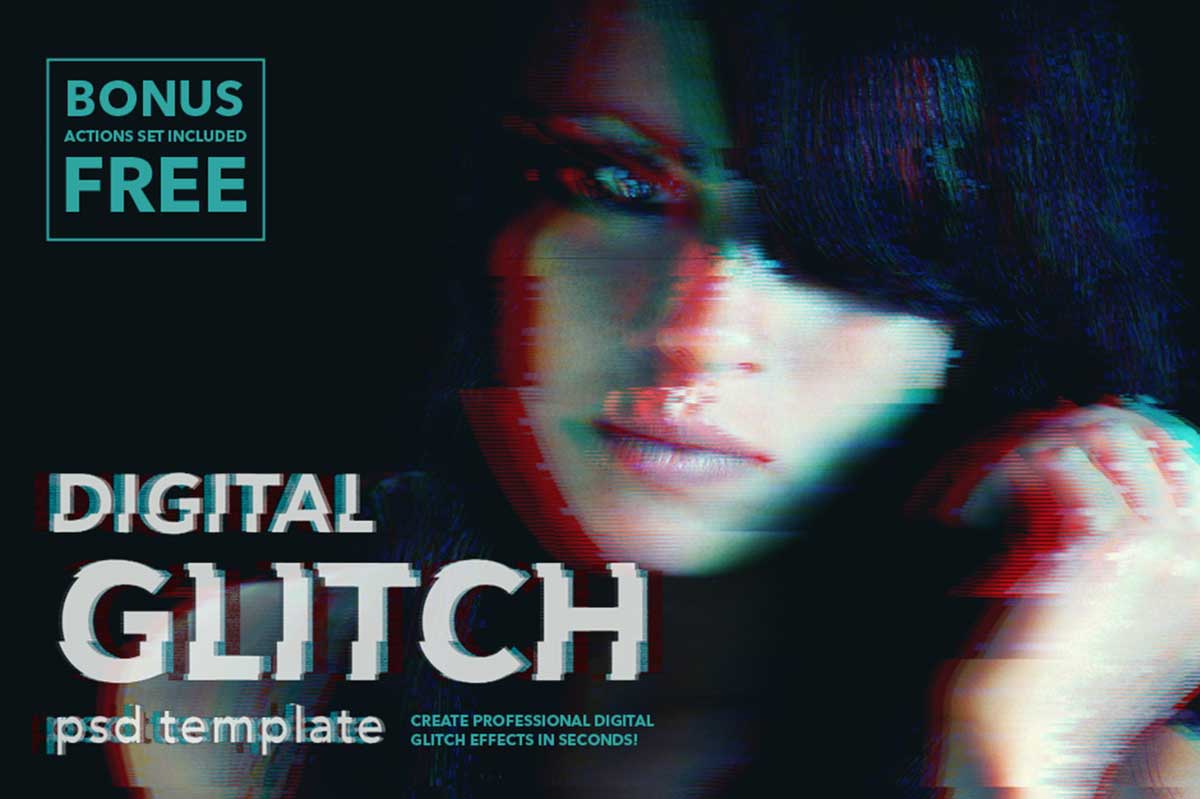 DIGITAL GLITCH EFFECT .PSD TEMPLATES