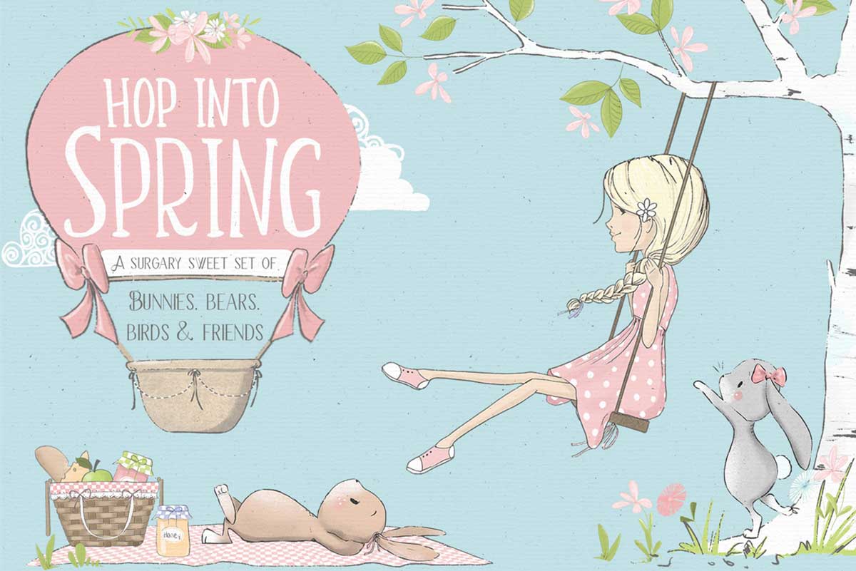 HOP INTO SPRING ILLUSTRATION KIT