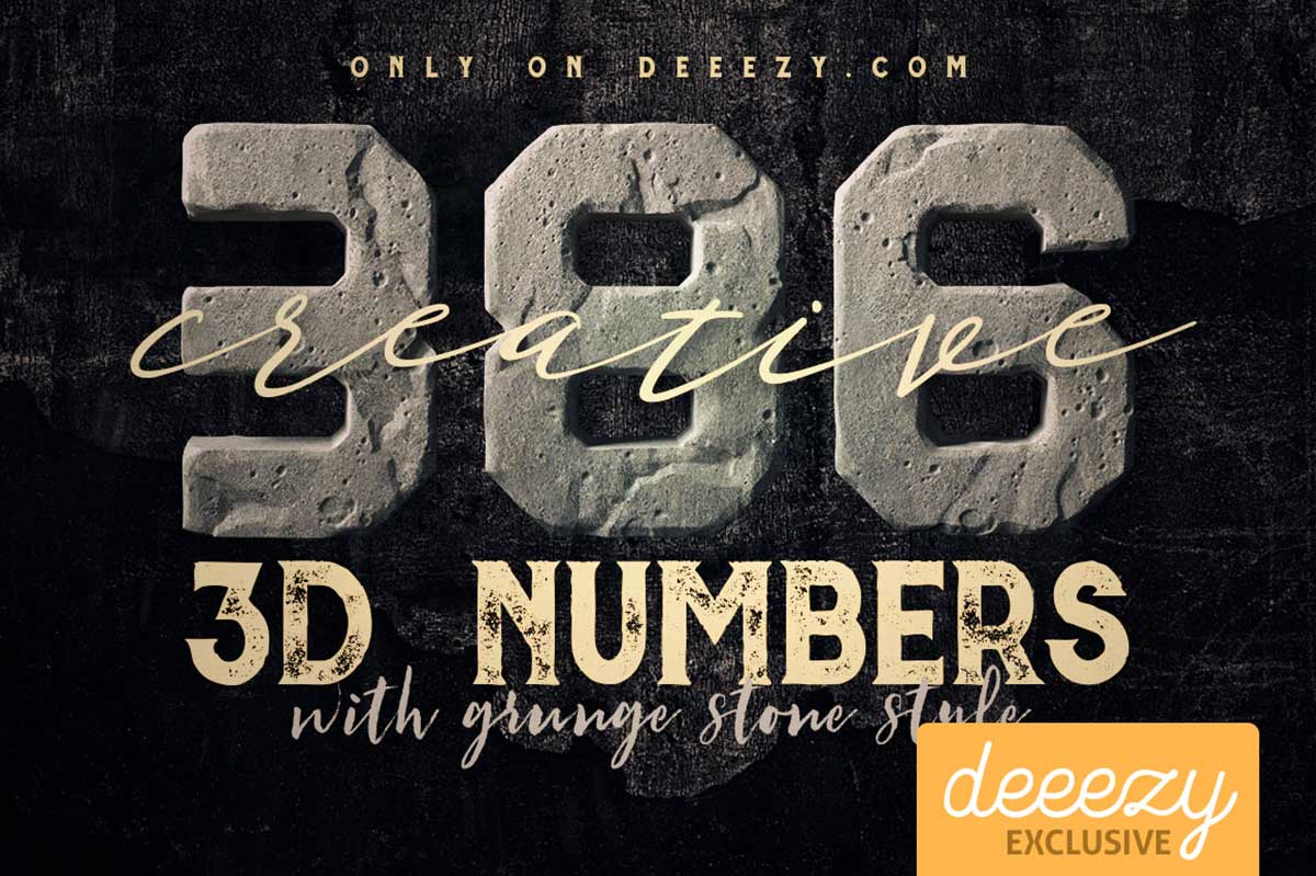 Grunge Stone 3D Numbers