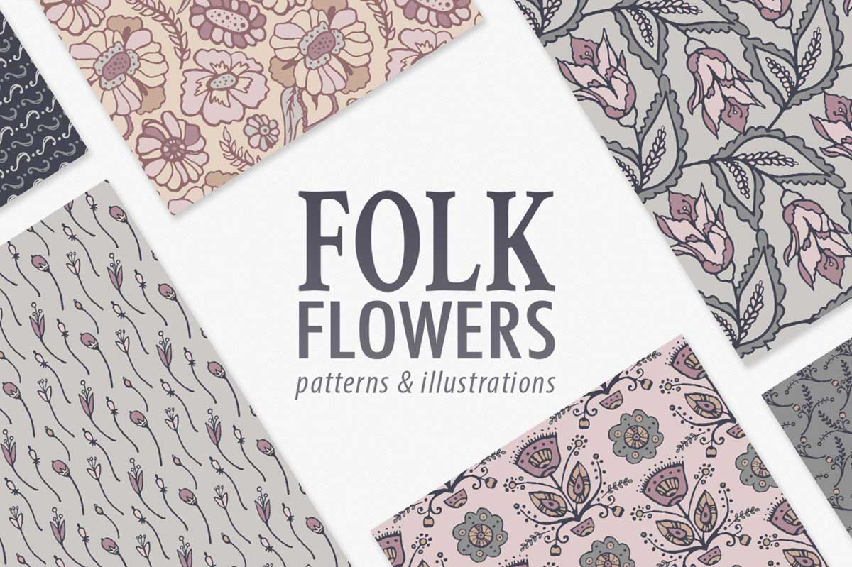 FOLK FLORAL PATTERNS & ILLUSTRATIONS
