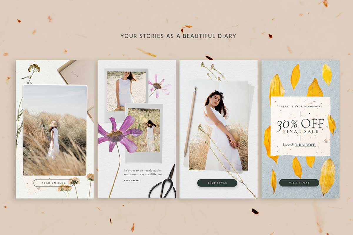 FLOWER SKETCHBOOK STORIES SOCIAL KIT