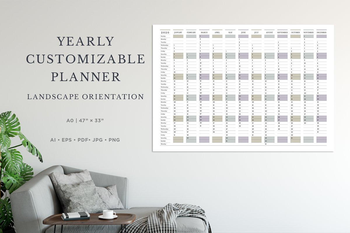 2020 Customizable Calendar Template