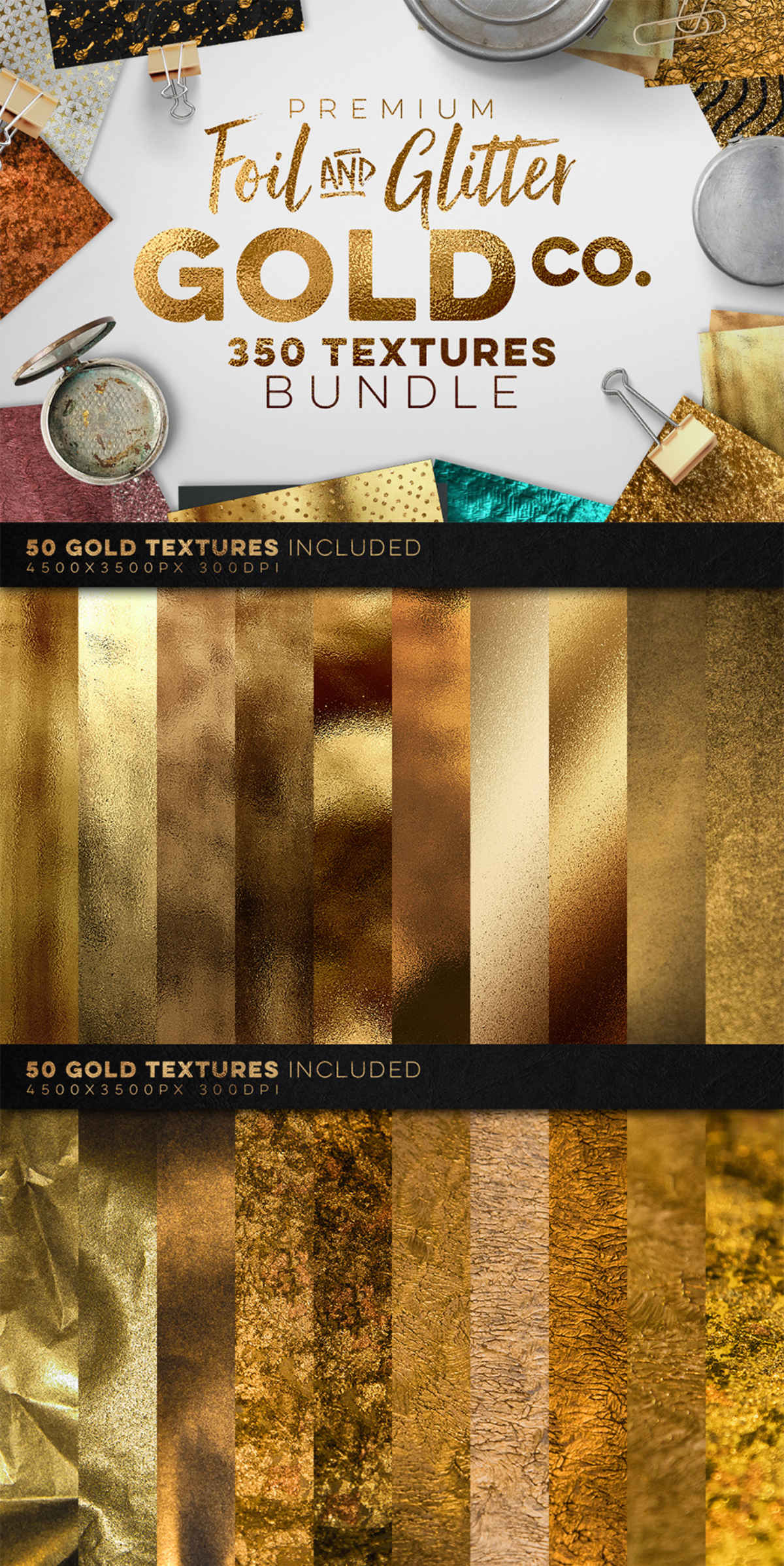 350 GOLD METALLIC TEXTURES BUNDLE
