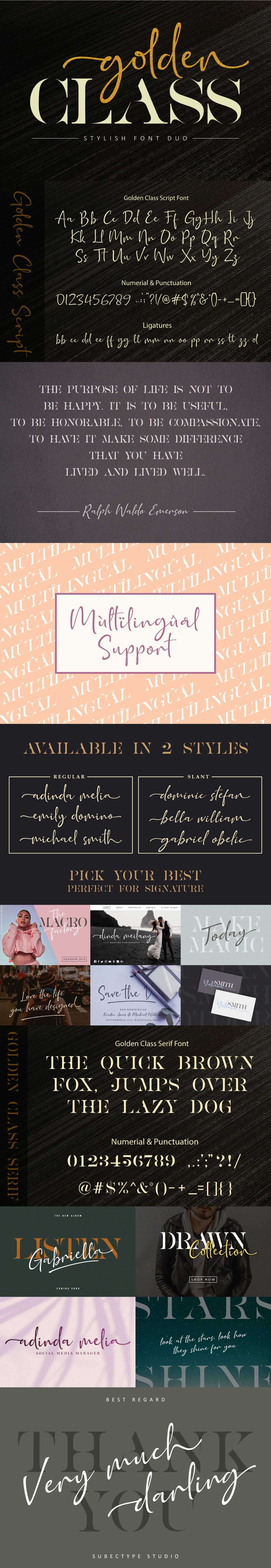 Golden Class // A Stylish Font Duo