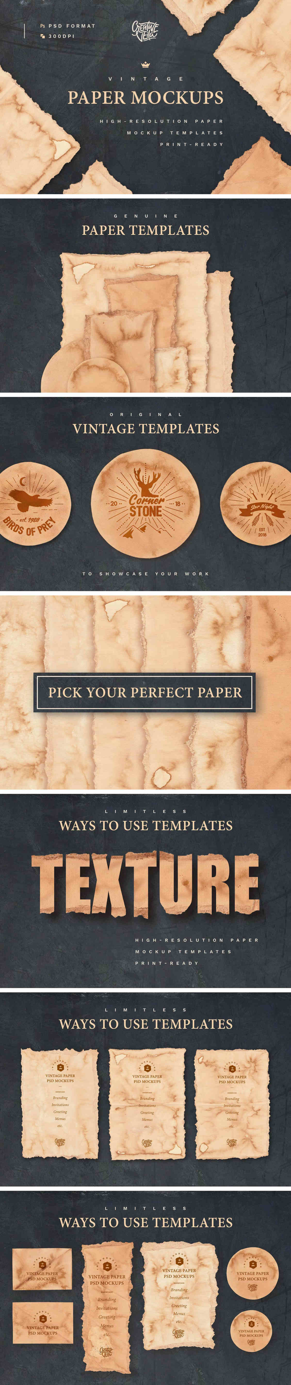 Vintage Paper Mockup Set
