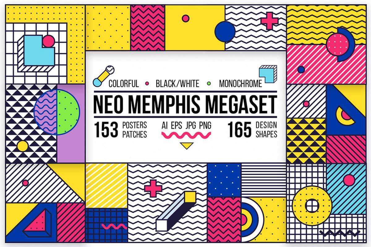 318 Posters & Elements Memphis Set
