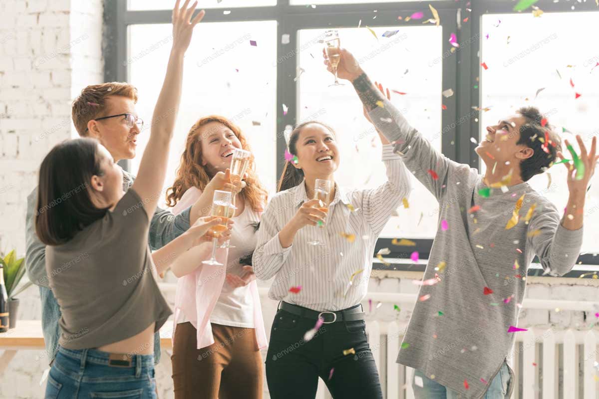 Celebration with confetti
