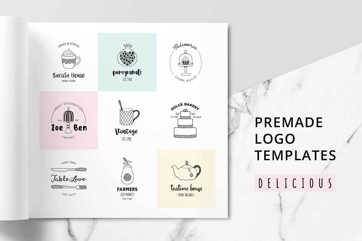 DELICIOUS Premade Logo Set