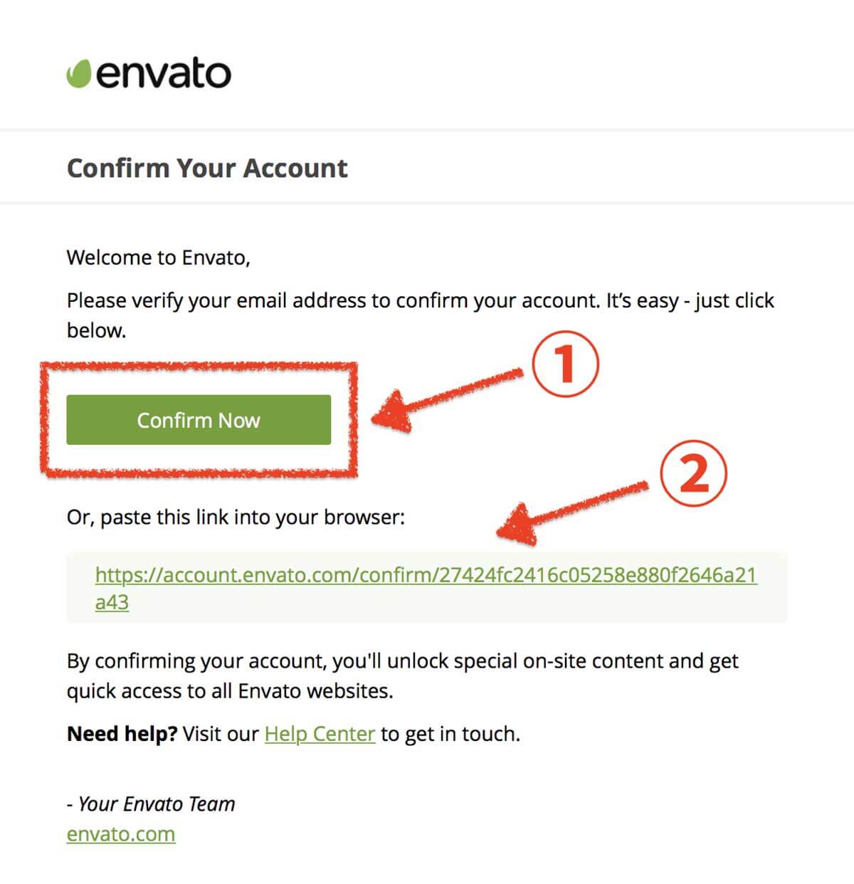 envato accountのメール