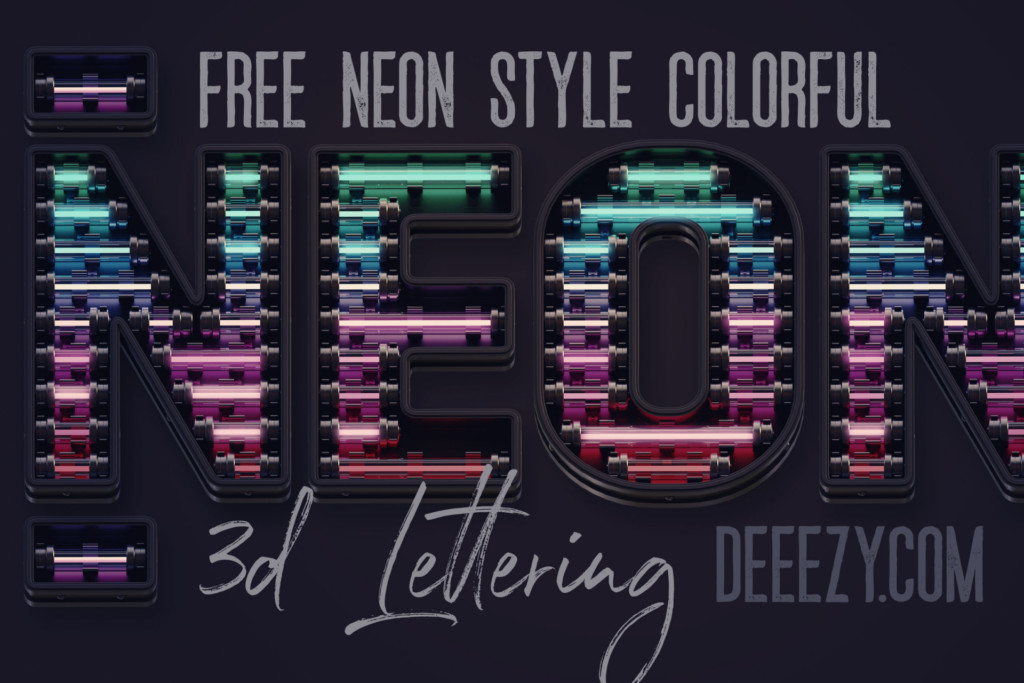 Free Colorful Neon 3D Lettering
