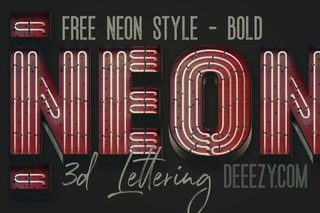 Free Bold Neon 3D Lettering
