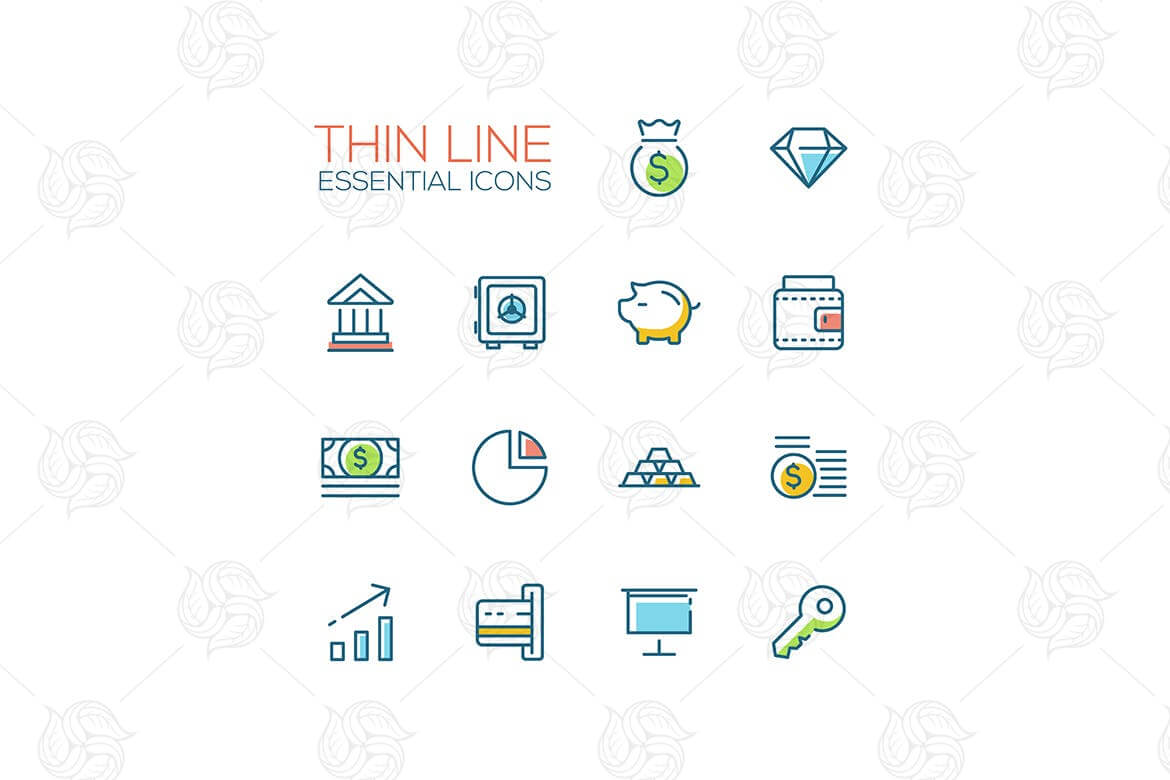 Business, Finance, Symbols - thick line icons