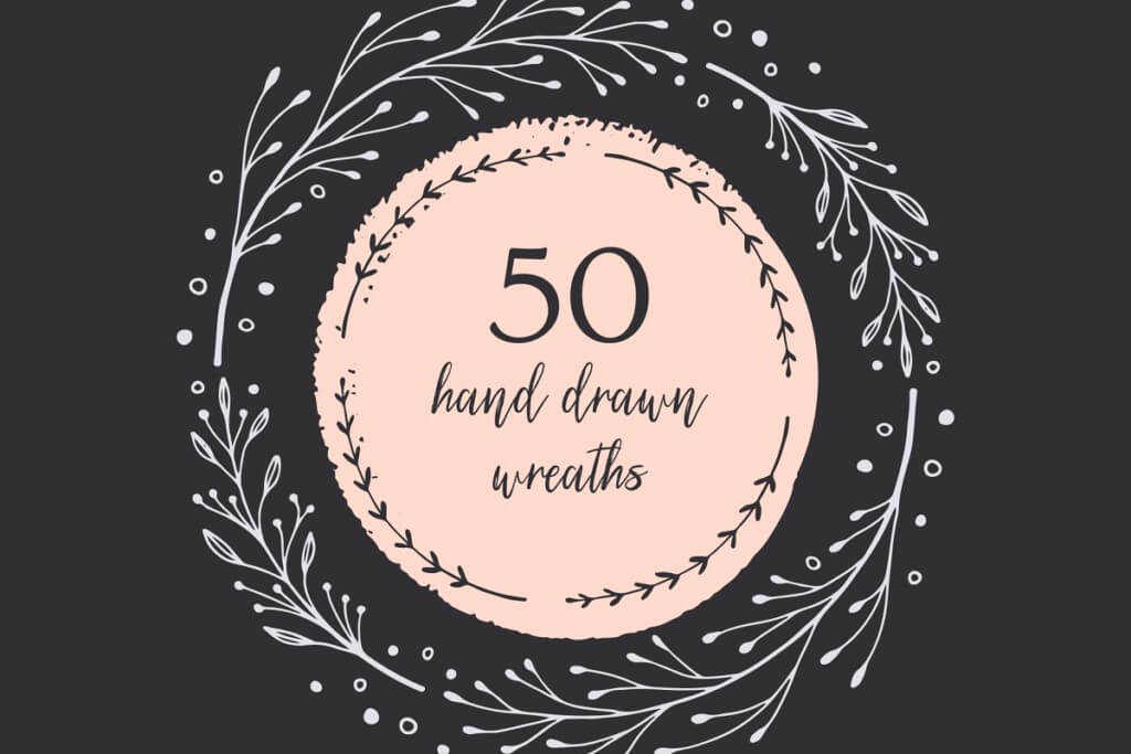 50 Hand Drawn Wreaths