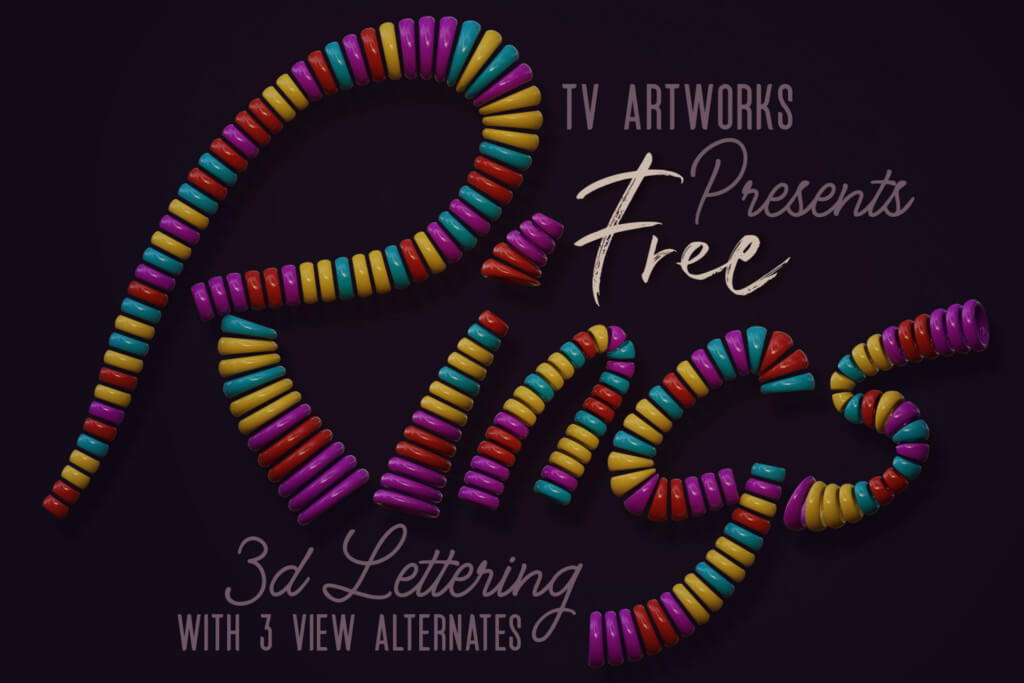 Free Colorful Rings 3D Lettering
