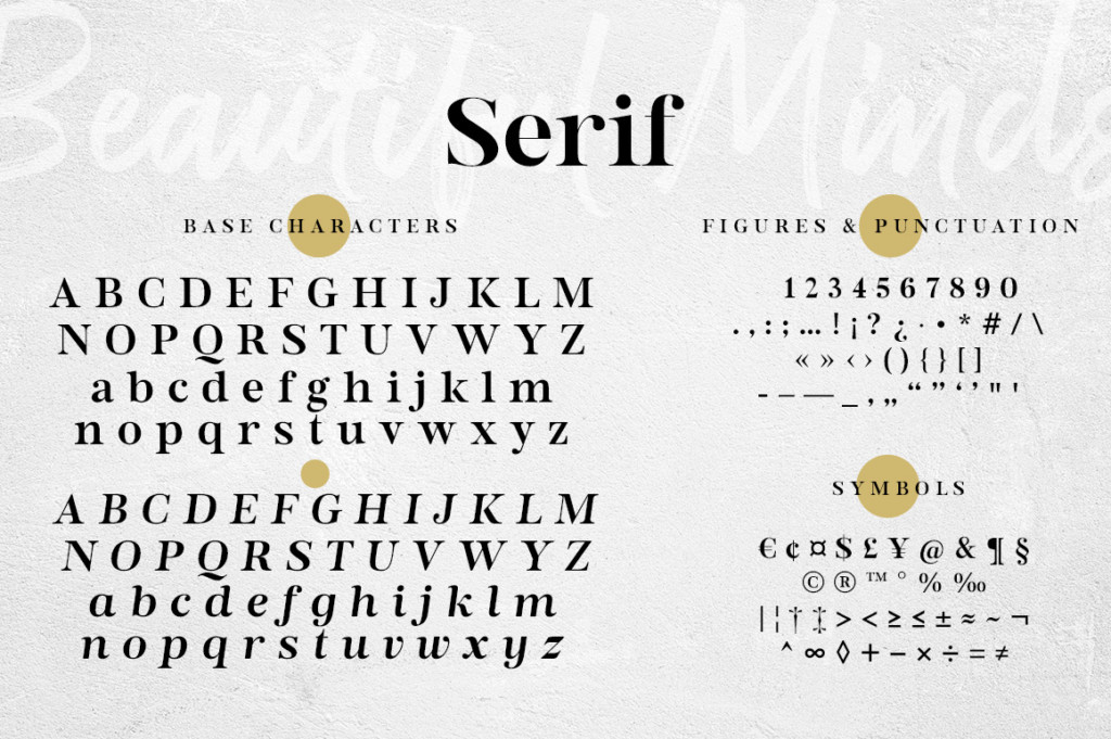 使えるセリフ書体中心のフォントセット:BEAUTIFUL MINDS – A VERSATILE FONT FAMILY