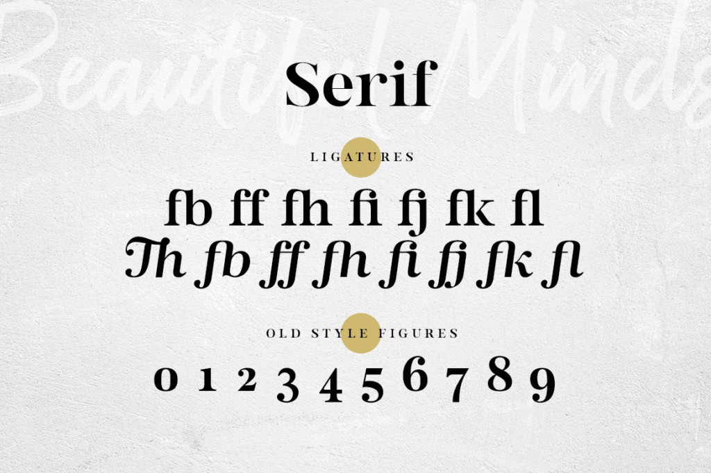 使えるセリフ書体中心のフォントセット:BEAUTIFUL MINDS – A VERSATILE FONT FAMILY