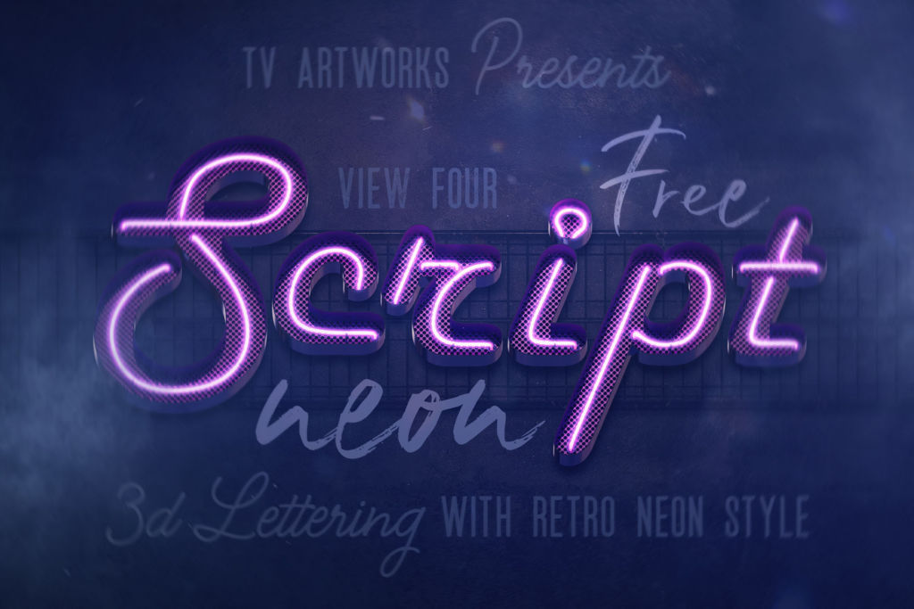 Free Script Neon 3D Lettering

