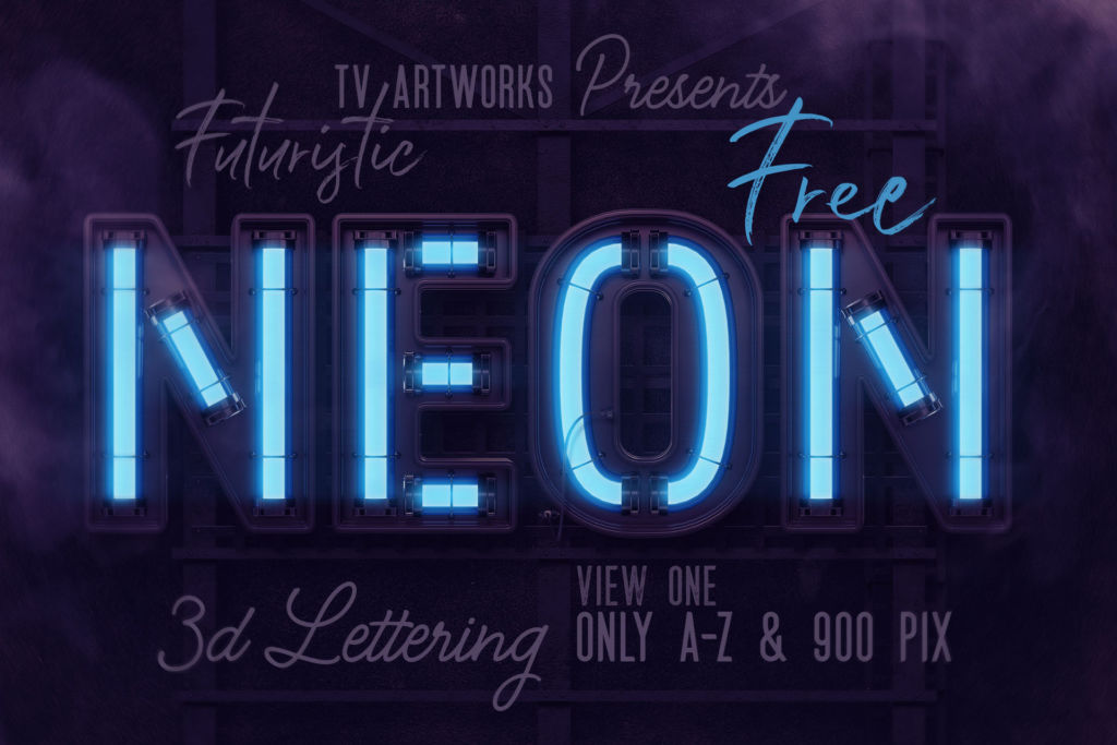 Free Futuristic Neon 3D Lettering