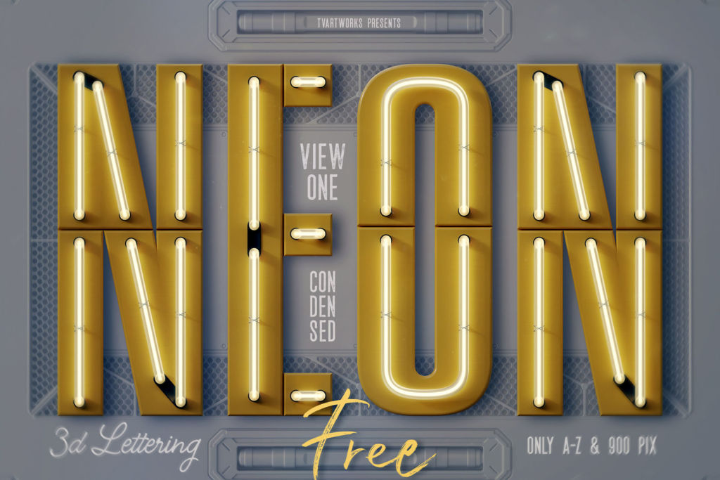 Free Condensed Neon 3D Lettering