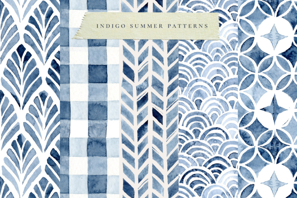 INDIGO SUMMER WATERCOLOR PATTERNS