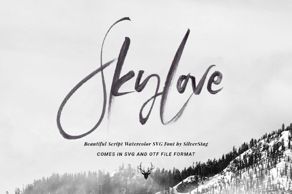 SkyLove SVG Hand Drawn Watercolor Script Font