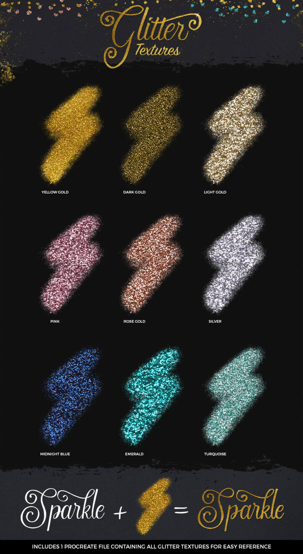 GLITTER AND FOIL KIT FOR PROCREATE